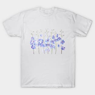 purple larkspur delphinium field watercolor T-Shirt